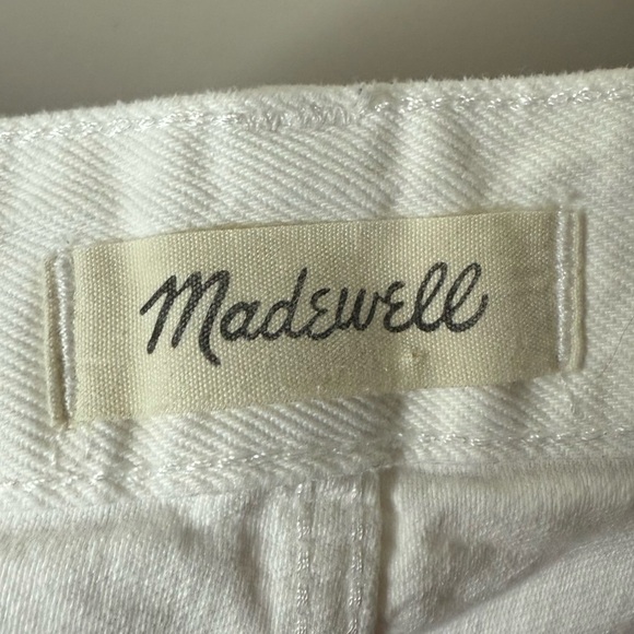 MADEWELL Relaxed Denim Distressed White 100% Cotton Summer Rigid Denim Shorts - Picture 10 of 12